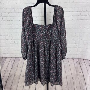Lucky Brand Square Neck Floral Babydoll Dress Size Large